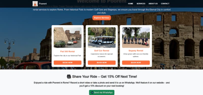 Poorent — Responsive car-rental platform